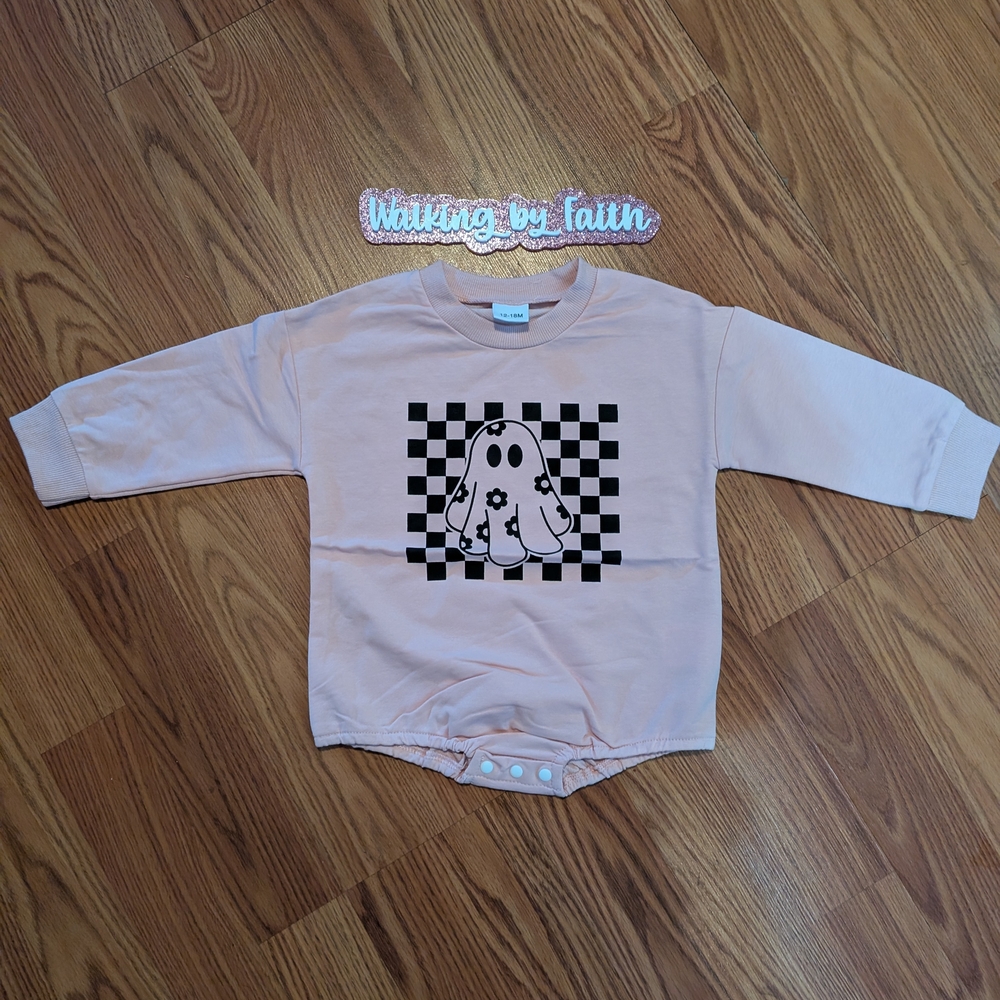 Boutique 9 Kids Shirt in Light Pink with Checkered Dog Design
